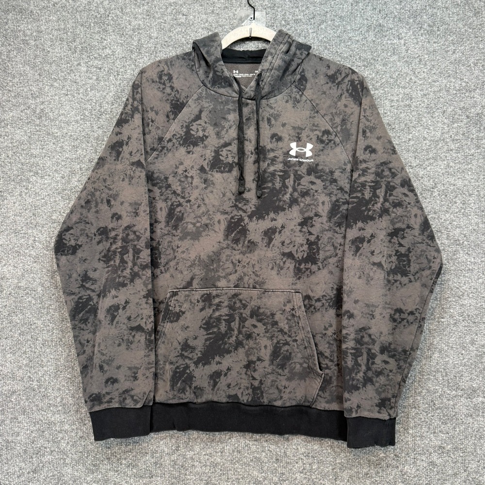 Under Armour Hoodie Mens Large Gray‎ Tie Dye Rival Fleece Pullover Sweatshirt